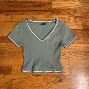 sage green baby tee from shein; size medium